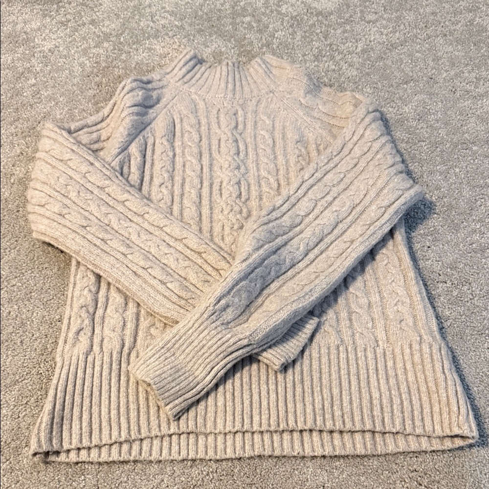 Rachel Zoe Cable Knit Turtleneck Sweater - Cream